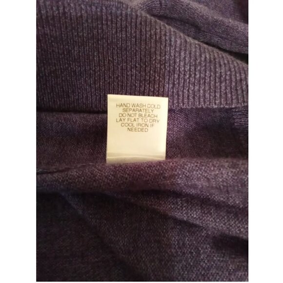 TURNBURY Purple Extra Fine Merino Wool V-Neck Long Sleeve Sweater Sz L - Picture 8 of 8